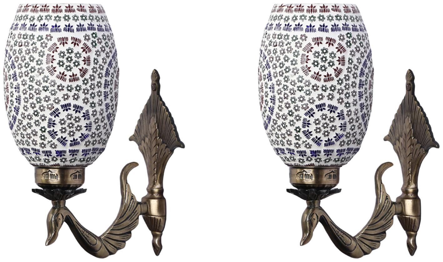 Somil Designer Peacock Shape Quality Metal Fitting Wall Lamp Light With Hand Decorative Mosaic Glass Shade (Set Of 2)
Somil Designer Peacock Shape Quality Metal Fitting Wall Lamp Light With Hand Decorative Mosaic Glass Shade (Set Of 2)