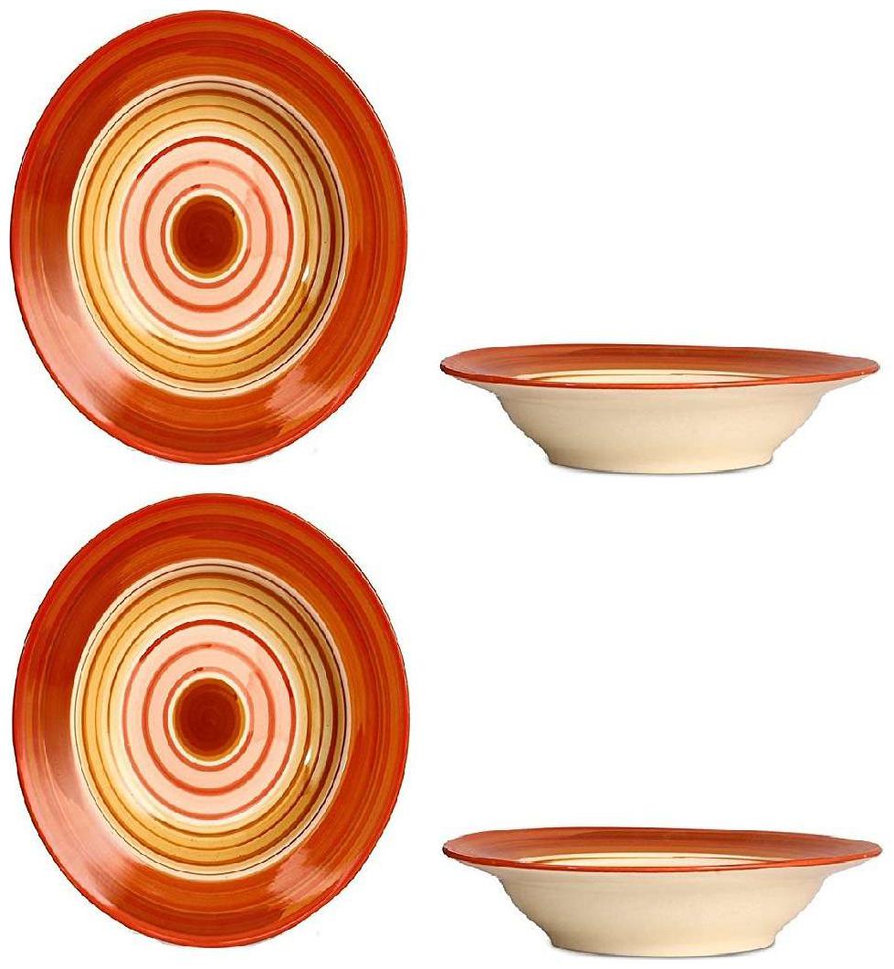 Soup Plate 9 inch Ceramic Stoneware (set of 4) in Orange And White Color With Round Pattern Handcrafted Studio Pottery By VolCraft
Soup Plate 9 inch Ceramic Stoneware (set of 4) in Orange And White Color With Round Pattern Handcrafted Studio Pottery By VolCraft