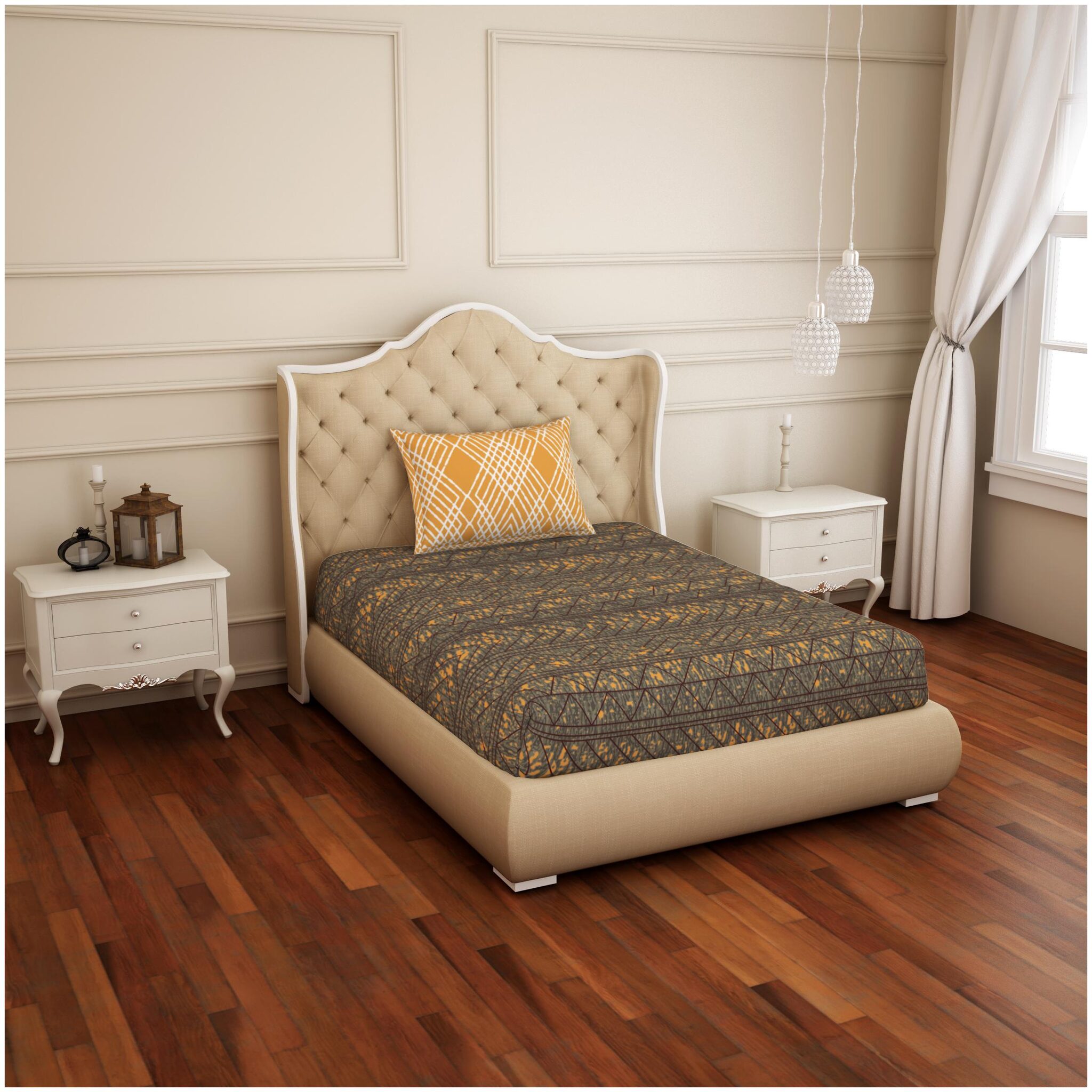 Spaces Cotton Striped Single Size Bedsheet 144 TC ( 1 Bedsheet With 1 Pillow Covers Brown Yellow )
Spaces Cotton Striped Single Size Bedsheet 144 TC ( 1 Bedsheet With 1 Pillow Covers Brown Yellow )