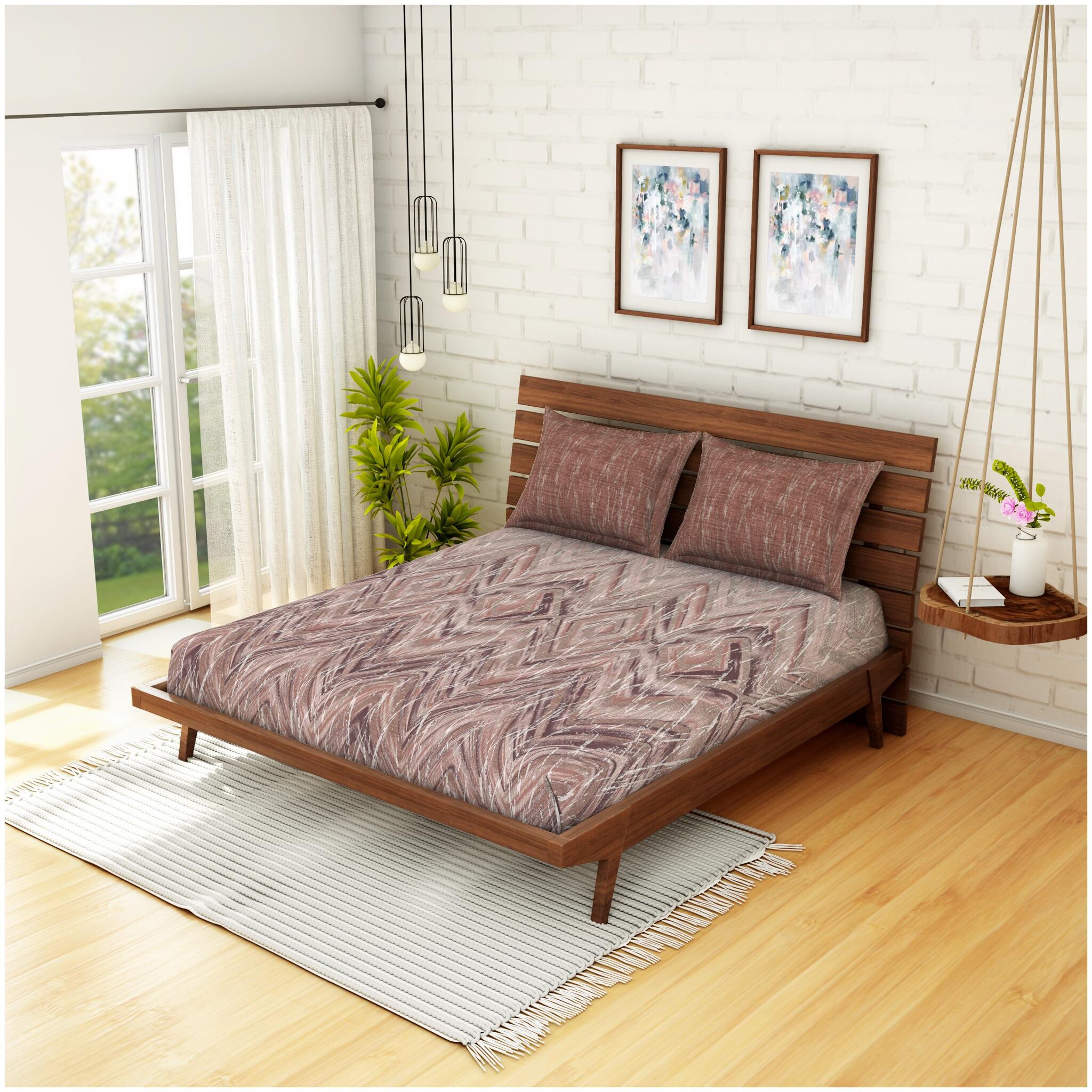 Spaces Cotton Abstract Double Size Bedsheet 144 TC ( 1 Bedsheet With 2 Pillow Covers Brown )
Spaces Cotton Abstract Double Size Bedsheet 144 TC ( 1 Bedsheet With 2 Pillow Covers Brown )