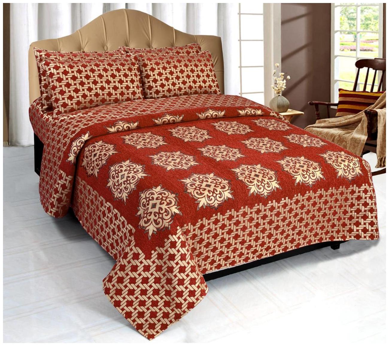 Spangle Homes Chenille Abstract Double Size Bedsheet 500 TC ( 1 Bedsheet With 2 Pillow Covers Red )
Spangle Homes Chenille Abstract Double Size Bedsheet 500 TC ( 1 Bedsheet With 2 Pillow Covers Red )