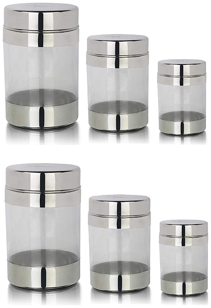 SPRINGWAY - Brand of Happiness Stainless Steel and Food Grade Polycarbonate See Through Clear Container Canister Storage Jar (300ml 600ml 1100ml) Set of 6
SPRINGWAY - Brand of Happiness Stainless Steel and Food Grade Polycarbonate See Through Clear Container Canister Storage Jar (300ml 600ml 1100ml) Set of 6