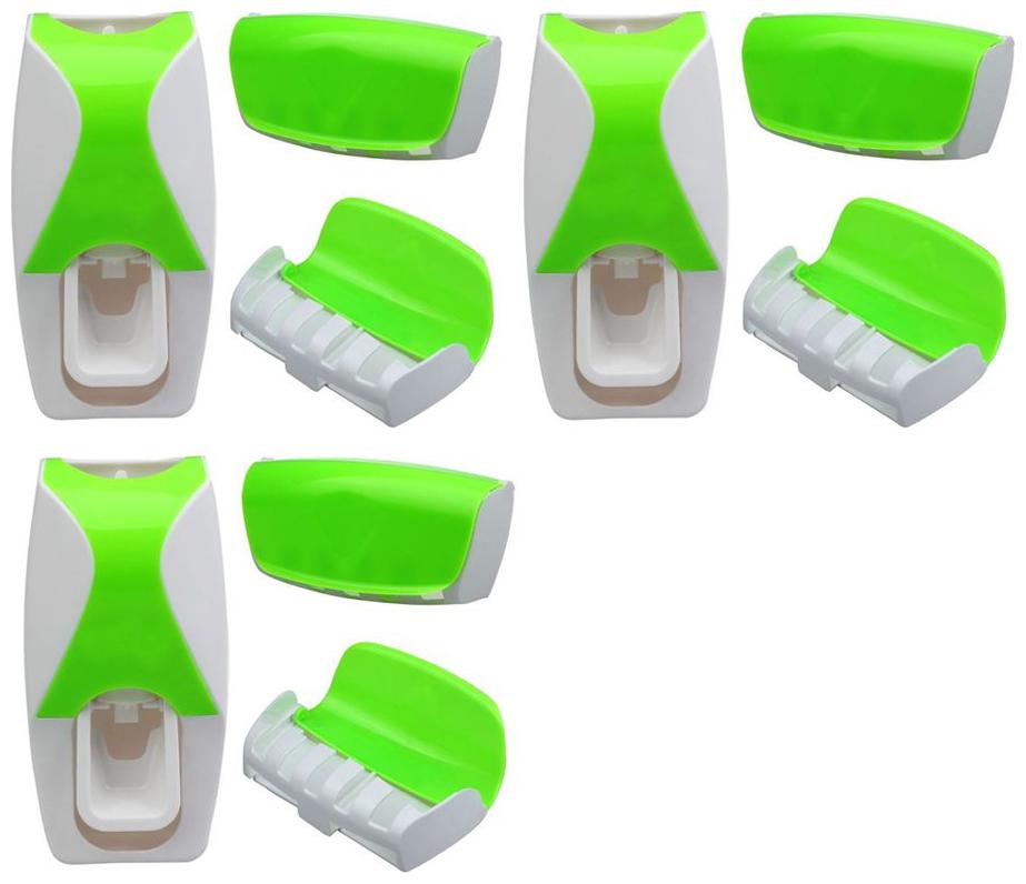 LOGGER - Automatic Toothpaste Dispenser with Toothbrush Holder Set of 3 pcs (Color - Green)
LOGGER - Automatic Toothpaste Dispenser with Toothbrush Holder Set of 3 pcs (Color - Green)