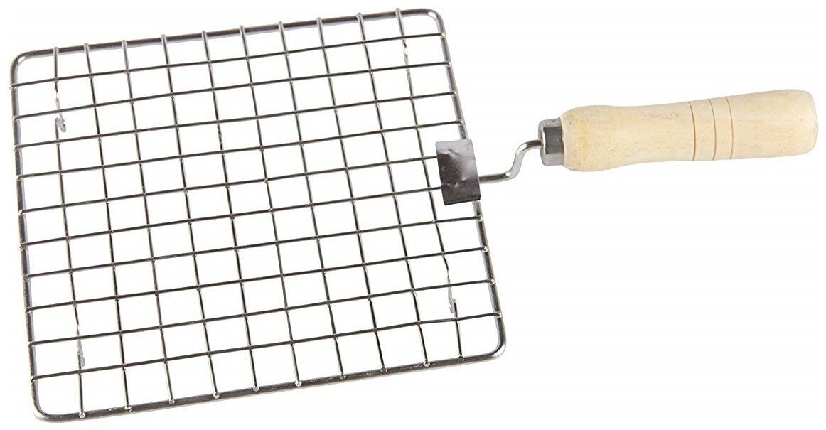 Steel Square Large Papad Roaster Chapati Roti Jali Barbeque (BBQ) Grill With Wooden Handle
Steel Square Large Papad Roaster Chapati Roti Jali Barbeque (BBQ) Grill With Wooden Handle