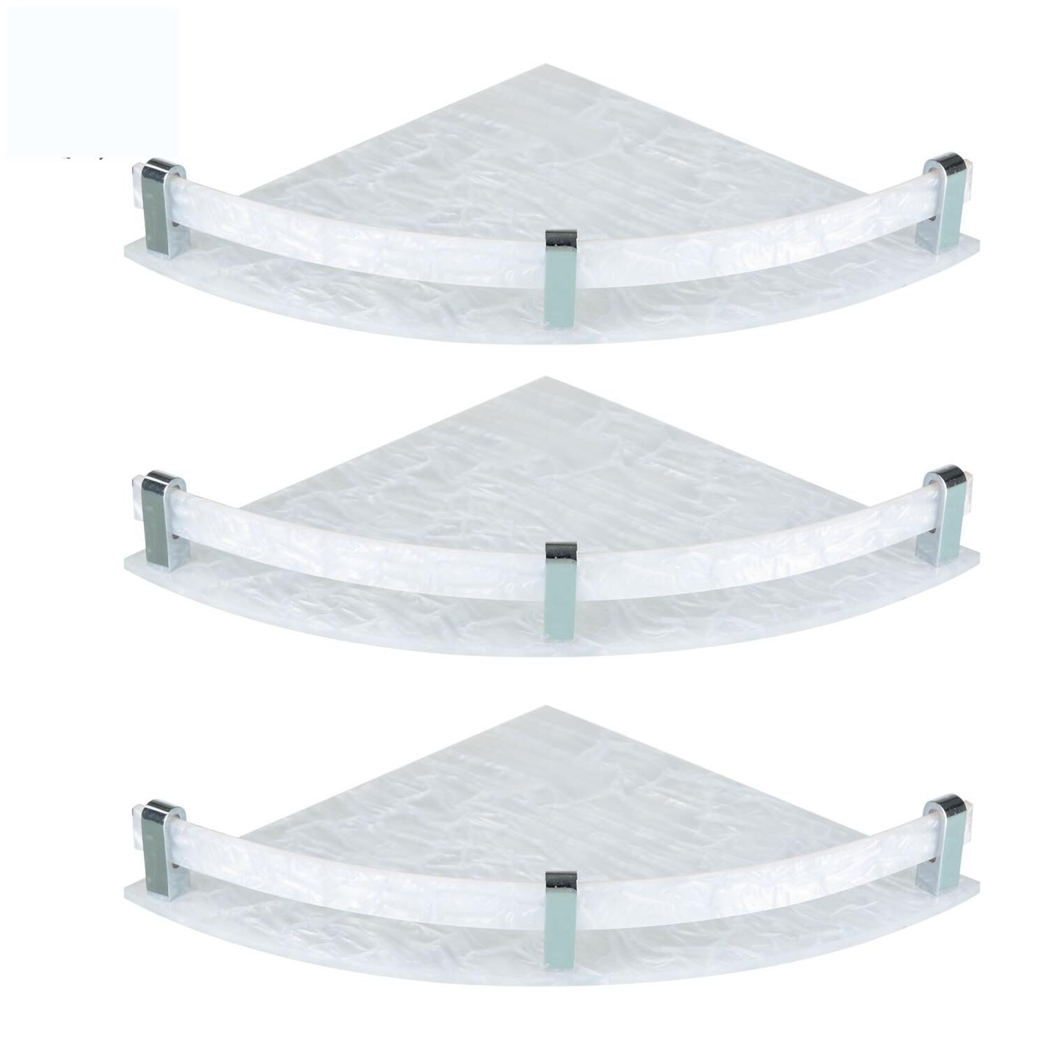 Stimulus Stylish Acrylic Wall Mount Bathroom Corner Shelf Set Of 3 pcs (Size - 9X9 inch) (Marble White) With Polish Acrylic Patti
Stimulus Stylish Acrylic Wall Mount Bathroom Corner Shelf Set Of 3 pcs (Size - 9X9 inch) (Marble White) With Polish Acrylic Patti