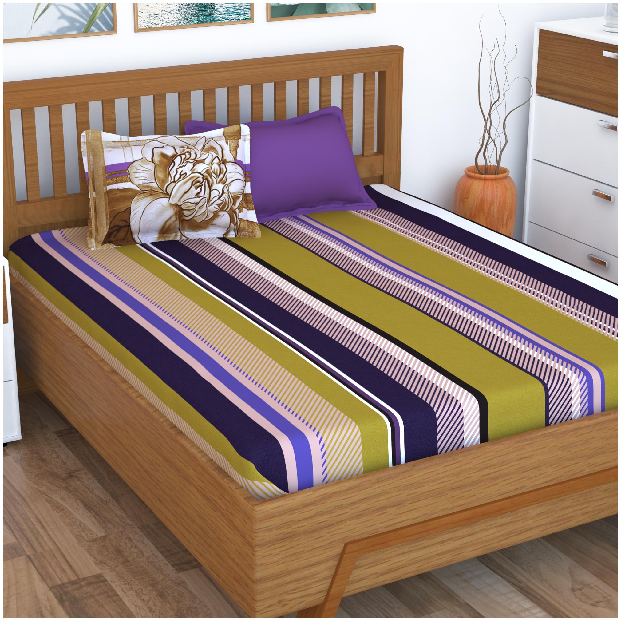 Story Home Cotton Striped Double Size Bedsheet 186 TC ( 1 Bedsheet With 2 Pillow Covers Purple )
Story Home Cotton Striped Double Size Bedsheet 186 TC ( 1 Bedsheet With 2 Pillow Covers Purple )