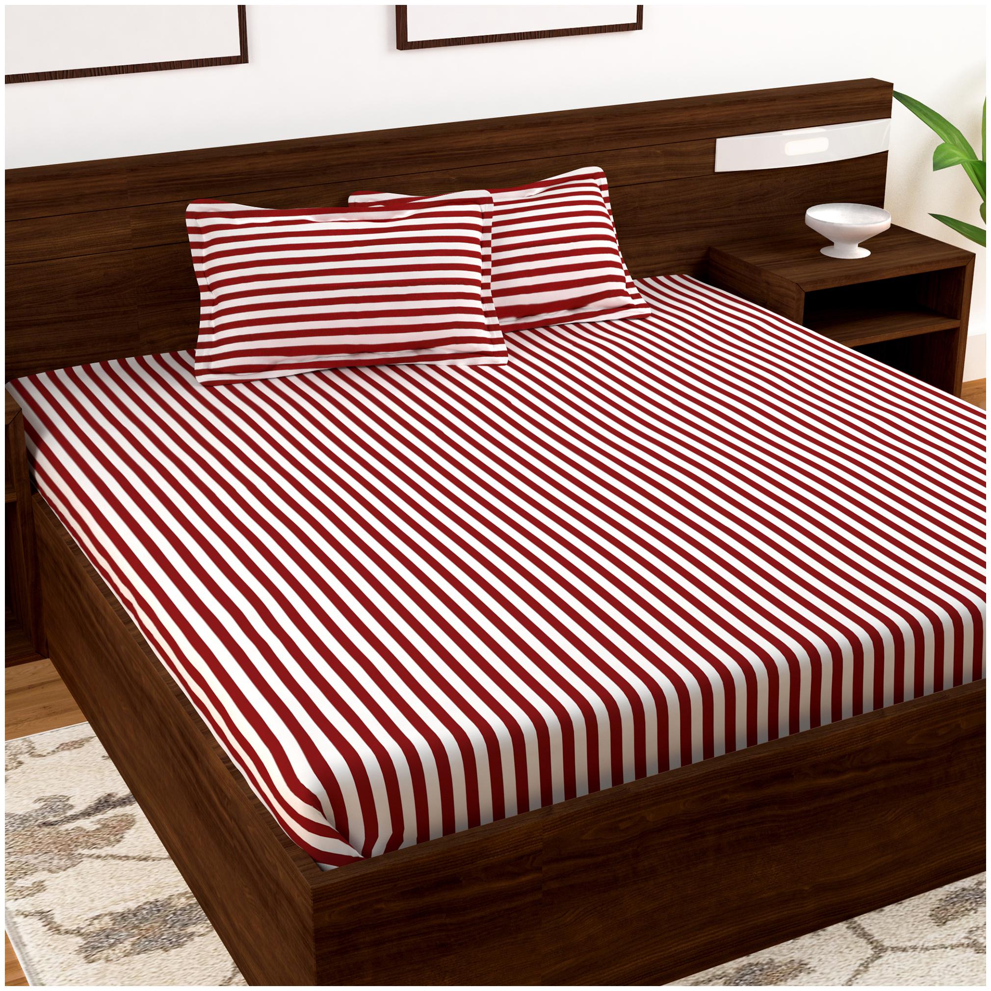 Story Home Cotton Striped Double Size Bedsheet 152 TC ( 1 Bedsheet With 2 Pillow Covers Maroon )
Story Home Cotton Striped Double Size Bedsheet 152 TC ( 1 Bedsheet With 2 Pillow Covers Maroon )