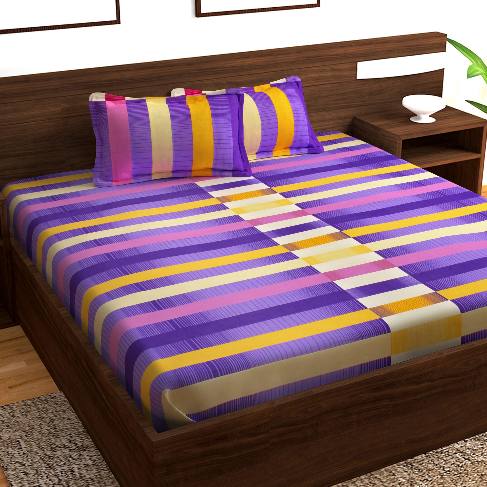 Story Home Cotton Geometric Double Size Bedsheet 152 TC ( 1 Bedsheet With 2 Pillow Covers Purple )
Story Home Cotton Geometric Double Size Bedsheet 152 TC ( 1 Bedsheet With 2 Pillow Covers Purple )