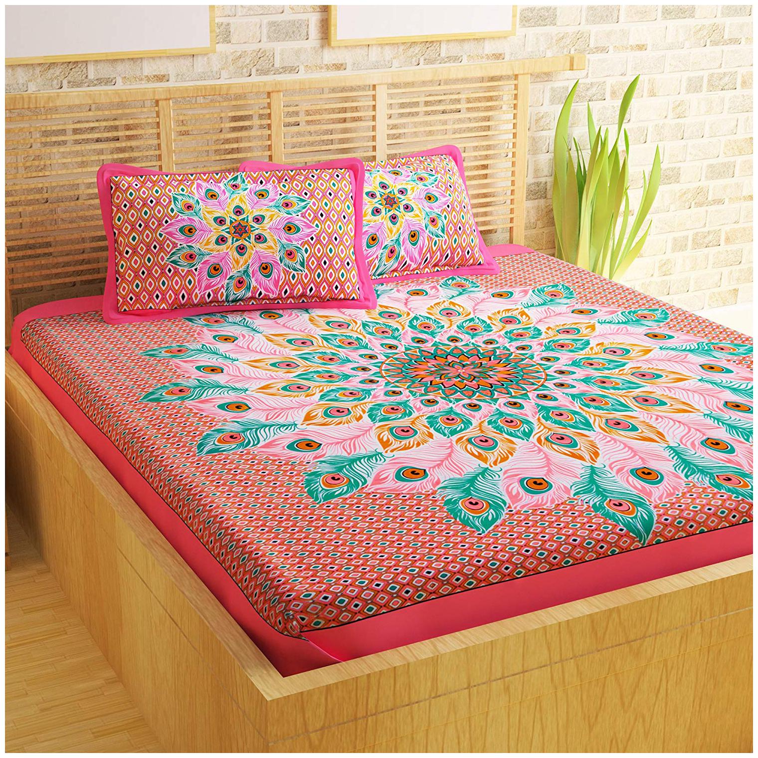 Story Home Cotton Printed Double Size Bedsheet 120 TC ( 1 Bedsheet With 2 Pillow Covers Pink )
Story Home Cotton Printed Double Size Bedsheet 120 TC ( 1 Bedsheet With 2 Pillow Covers Pink )