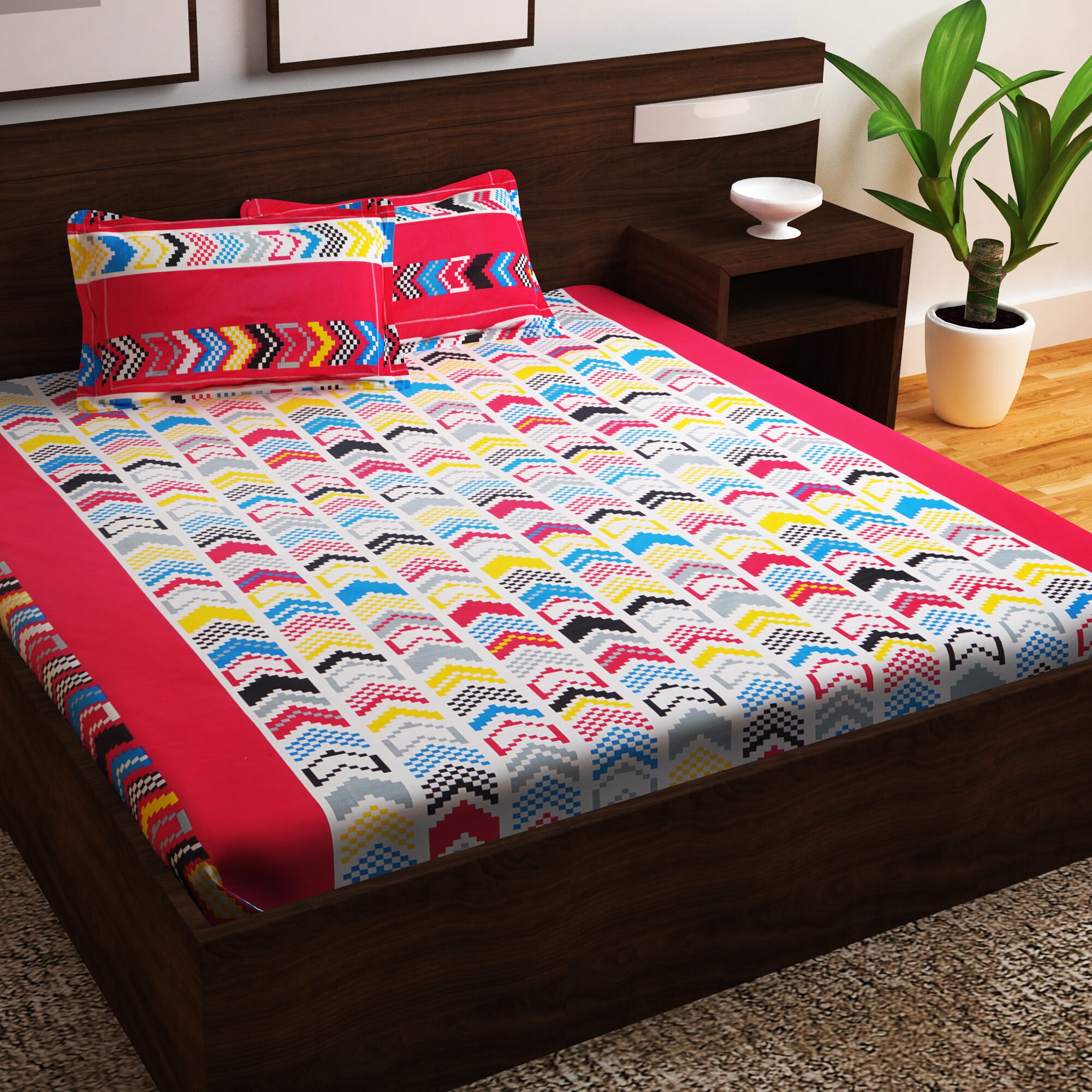 Story Home Cotton Abstract Double Size Bedsheet 152 TC ( 1 Bedsheet With 2 Pillow Covers Pink )
Story Home Cotton Abstract Double Size Bedsheet 152 TC ( 1 Bedsheet With 2 Pillow Covers Pink )