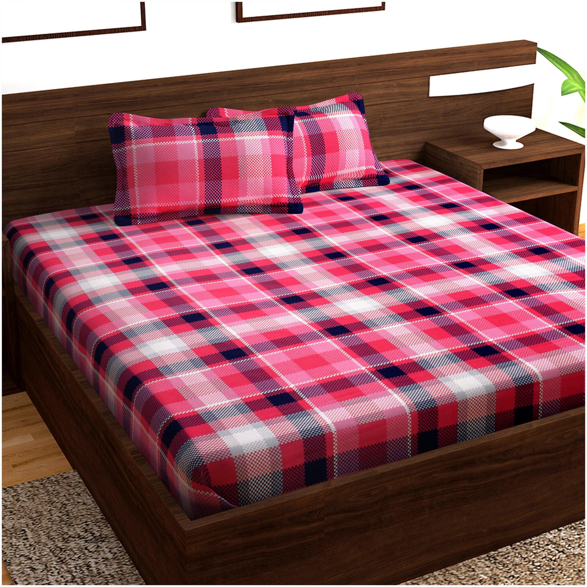 Story Home Cotton Checkered Double Size Bedsheet 152 TC ( 1 Bedsheet With 2 Pillow Covers Pink )
Story Home Cotton Checkered Double Size Bedsheet 152 TC ( 1 Bedsheet With 2 Pillow Covers Pink )