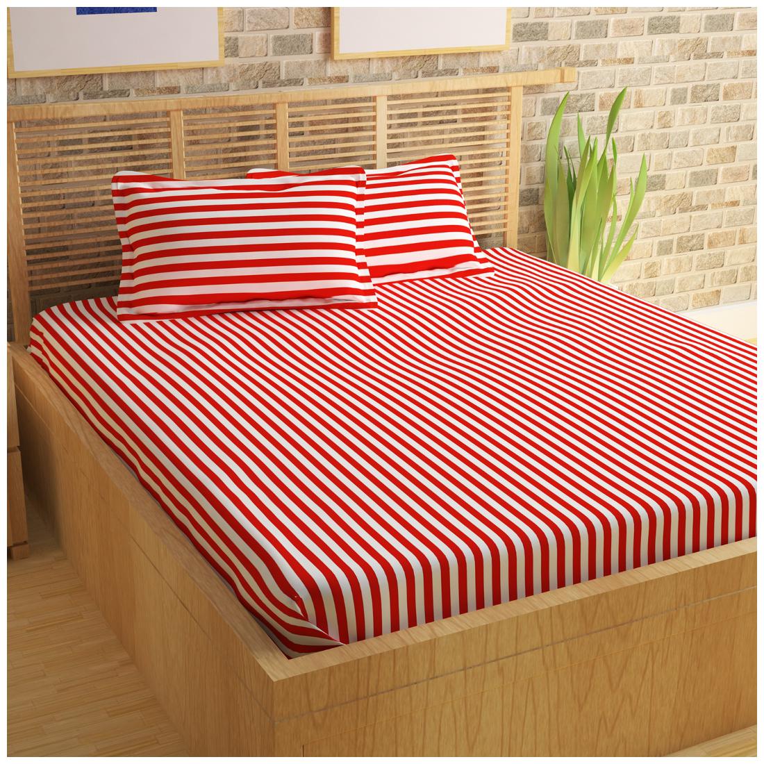Story Home Cotton Striped Double Size Bedsheet 152 TC ( 1 Bedsheet With 2 Pillow Covers Red )
Story Home Cotton Striped Double Size Bedsheet 152 TC ( 1 Bedsheet With 2 Pillow Covers Red )