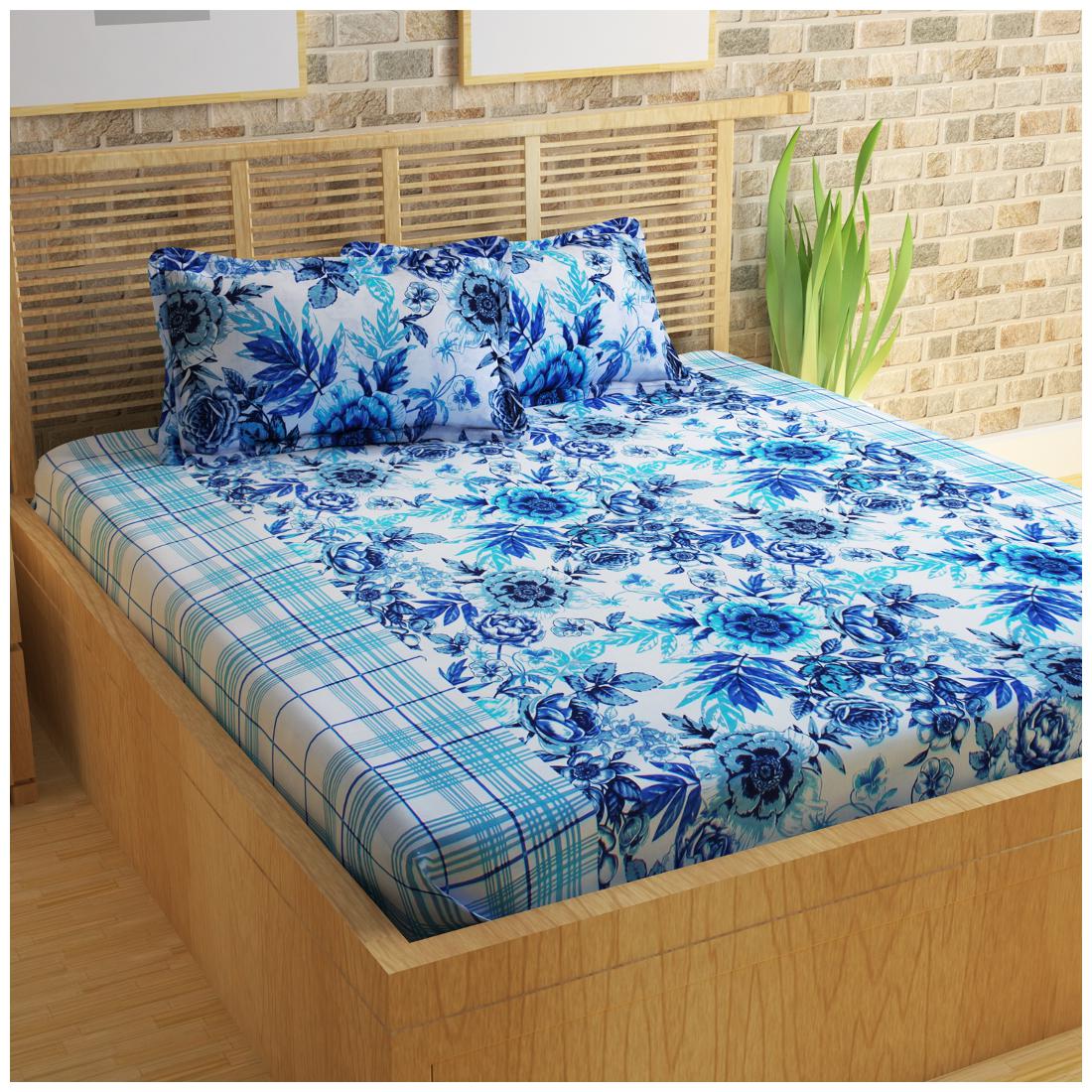 Story Home Cotton Floral Double Size Bedsheet 152 TC ( 1 Bedsheet With 2 Pillow Covers Blue )
Story Home Cotton Floral Double Size Bedsheet 152 TC ( 1 Bedsheet With 2 Pillow Covers Blue )