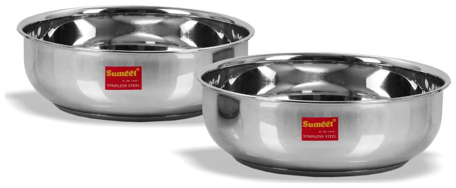 Sumeet Stainless Steel Induction Bottom (Encapsulated Bottom) Tasra Set of 2 Size No 12 (1 9 L) Size No 13 (2 3 L)
Sumeet Stainless Steel Induction Bottom (Encapsulated Bottom) Tasra Set of 2 Size No 12 (1 9 L) Size No 13 (2 3 L)