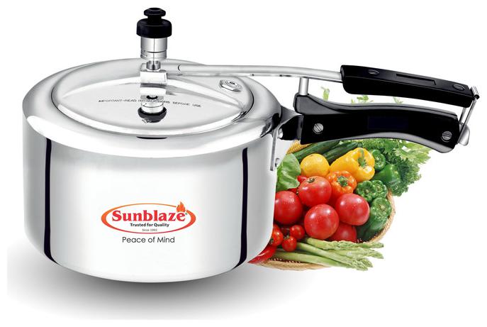 Sunblaze Secura Non Induction Base Anti-Bulging Fuel Efficient Base Best Aluminium Heavy Pressure Cooker with Inner Lid Silver 2 Litre ISI Approved
Sunblaze Secura Non Induction Base Anti-Bulging Fuel Efficient Base Best Aluminium Heavy Pressure Cooker with Inner Lid Silver 2 Litre ISI Approved