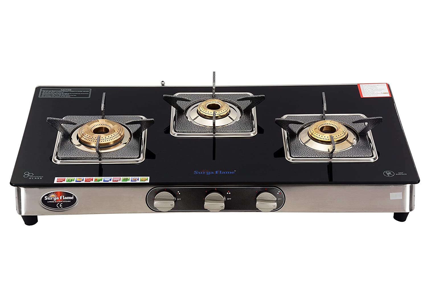 Surya Flame 3B BELLO GT SS AUTO 3 Burner Automatic Regular Silver Black Gas Stove ISI Certified
Surya Flame 3B BELLO GT SS AUTO 3 Burner Automatic Regular Silver Black Gas Stove ISI Certified