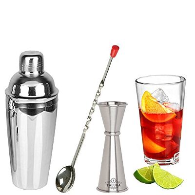 Taluka 3 pc Stainless Steel Wine and Cocktail Bar Set- 750 ML Wine Shaker Measuring Jigger and Mixing Bar Spoon (1 Bar Spoon 1 Measure Jigger 1 Cocktail Wine Shaker)
Taluka 3 pc Stainless Steel Wine and Cocktail Bar Set- 750 ML Wine Shaker Measuring Jigger and Mixing Bar Spoon (1 Bar Spoon 1 Measure Jigger 1 Cocktail Wine Shaker)