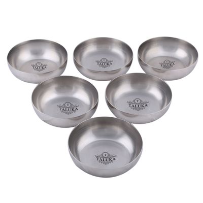 Taluka (10 16 cm (4 inch) Dia Each) Pure Stainless Steel Halwa bowls Dessert Bowls Small Plates Set Of 6 Weight - 100 gm each
Taluka (10 16 cm (4 inch) Dia Each) Pure Stainless Steel Halwa bowls Dessert Bowls Small Plates Set Of 6 Weight - 100 gm each