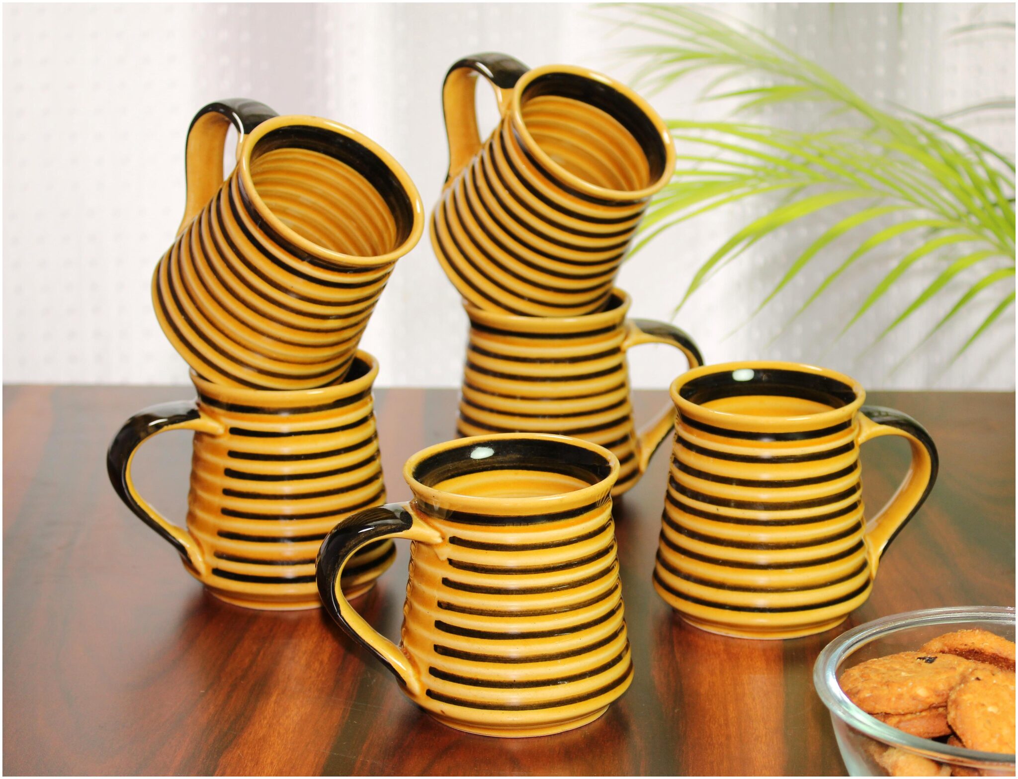 Tashveen Articles Ceramic Coffee Mug Set of 6 -- Brown with Black Strips (250 ml) Beer Mug Tea Cup Mugs Tea Set
Tashveen Articles Ceramic Coffee Mug Set of 6 -- Brown with Black Strips (250 ml) Beer Mug Tea Cup Mugs Tea Set