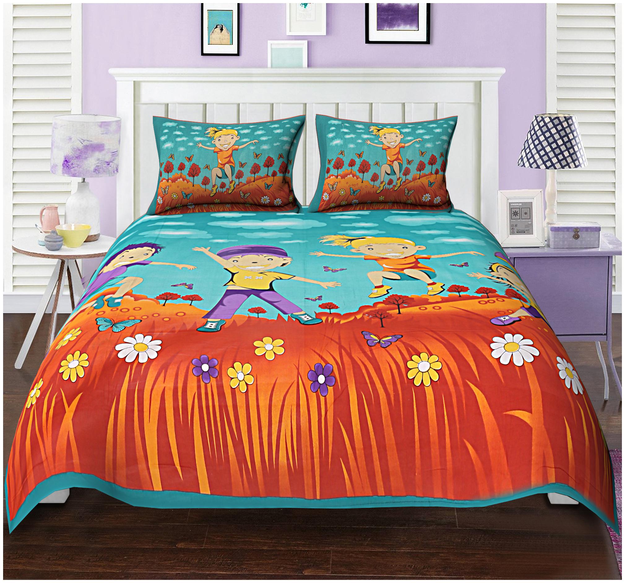 TEXSTYLERS Cotton Kids Double Size Bedsheet 144 TC ( 1 Bedsheet With 2 Pillow Covers Multi )
TEXSTYLERS Cotton Kids Double Size Bedsheet 144 TC ( 1 Bedsheet With 2 Pillow Covers Multi )