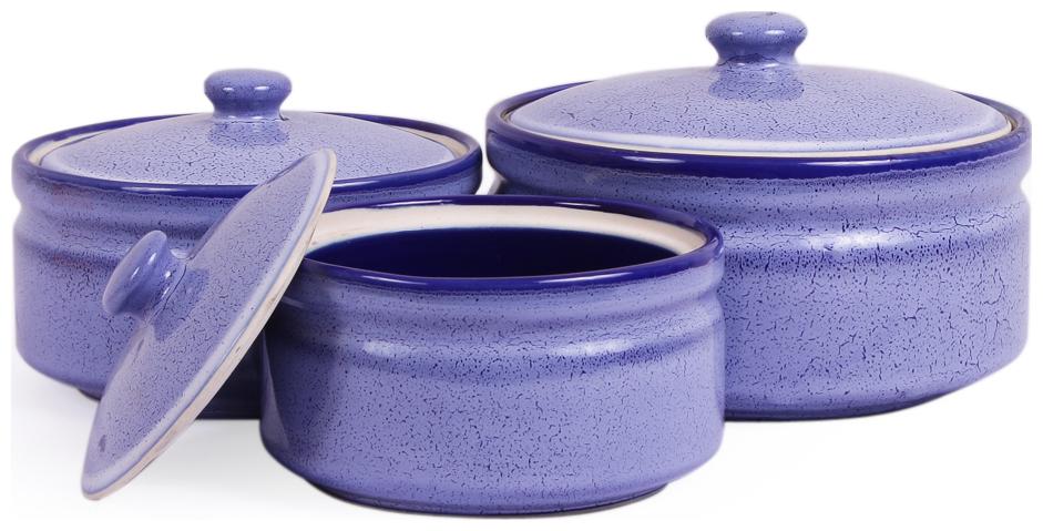 VarEesha Blue Marble Stoneware Serving Bowls with Lid - Set of Three 
VarEesha Blue Marble Stoneware Serving Bowls with Lid - Set of Three