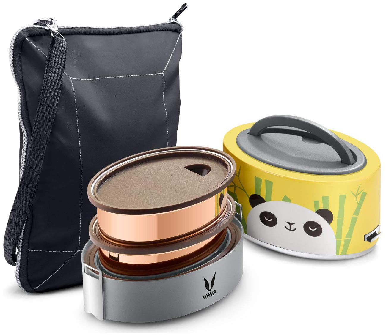Vaya Tyffyn Copper-Finished Stainless Steel Lunch Box with Bagmat 600 ml 2 Containers Panda
Vaya Tyffyn Copper-Finished Stainless Steel Lunch Box with Bagmat 600 ml 2 Containers Panda