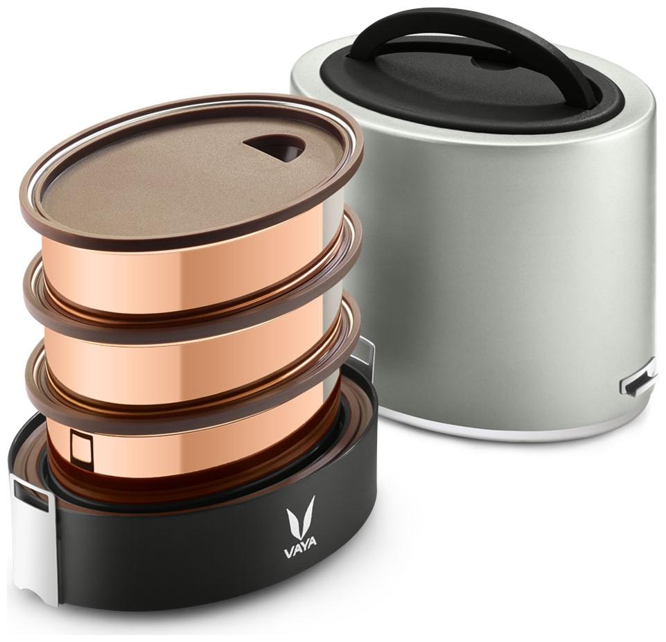 Vaya Tyffyn Copper-Finished Stainless Steel Lunch Box without Bagmat 1000 ml 3 Containers Silver
Vaya Tyffyn Copper-Finished Stainless Steel Lunch Box without Bagmat 1000 ml 3 Containers Silver