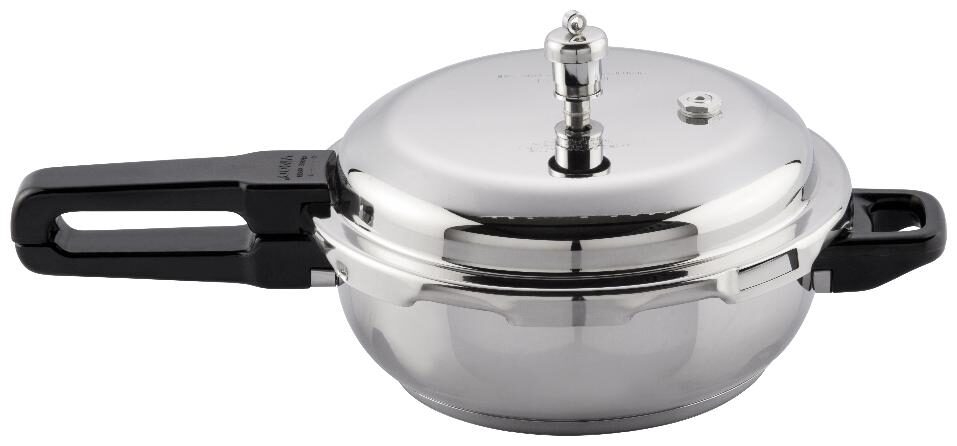 Vinod Cookware Induction Base Stainless Steel Sandwich Bottom Outer Lid Pressure Cooker Junior 3 Ltr
Vinod Cookware Induction Base Stainless Steel Sandwich Bottom Outer Lid Pressure Cooker Junior 3 Ltr
