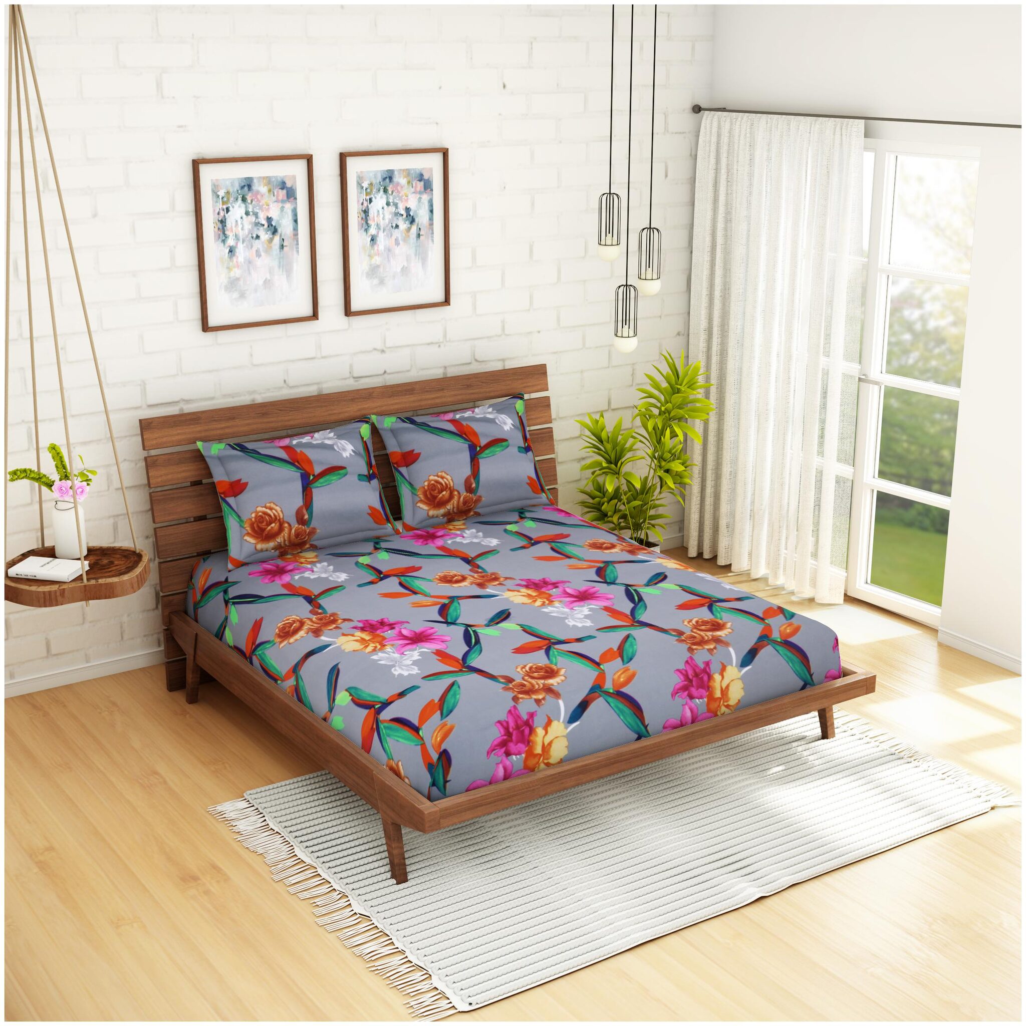 Welhome Microfiber Floral Double Size Bedsheet 200 TC ( 1 Bedsheet With 2 Pillow Covers Grey Brown )
Welhome Microfiber Floral Double Size Bedsheet 200 TC ( 1 Bedsheet With 2 Pillow Covers Grey Brown )