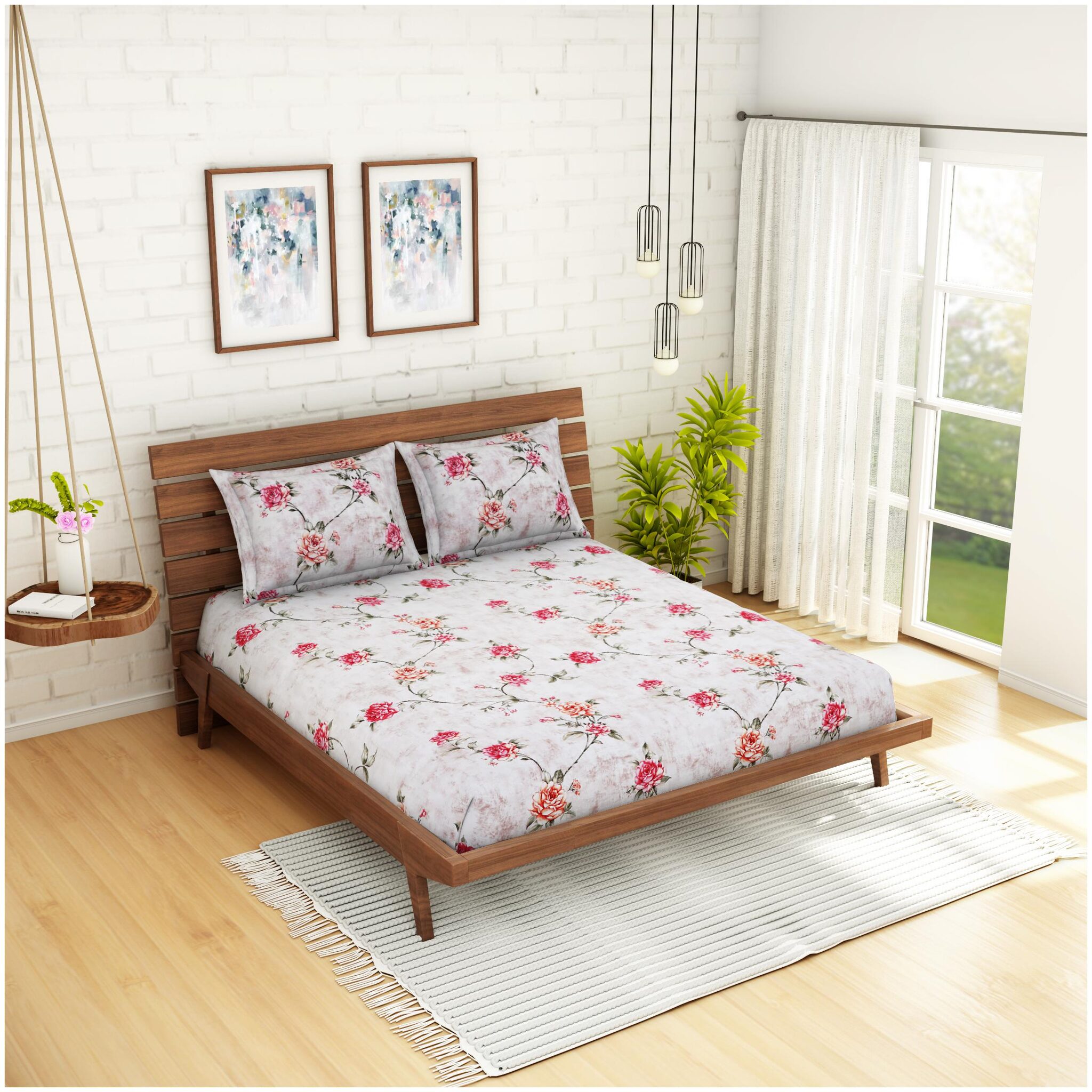 Welhome Microfiber Floral Double Size Bedsheet 200 TC ( 1 Bedsheet With 2 Pillow Covers Pink White )
Welhome Microfiber Floral Double Size Bedsheet 200 TC ( 1 Bedsheet With 2 Pillow Covers Pink White )