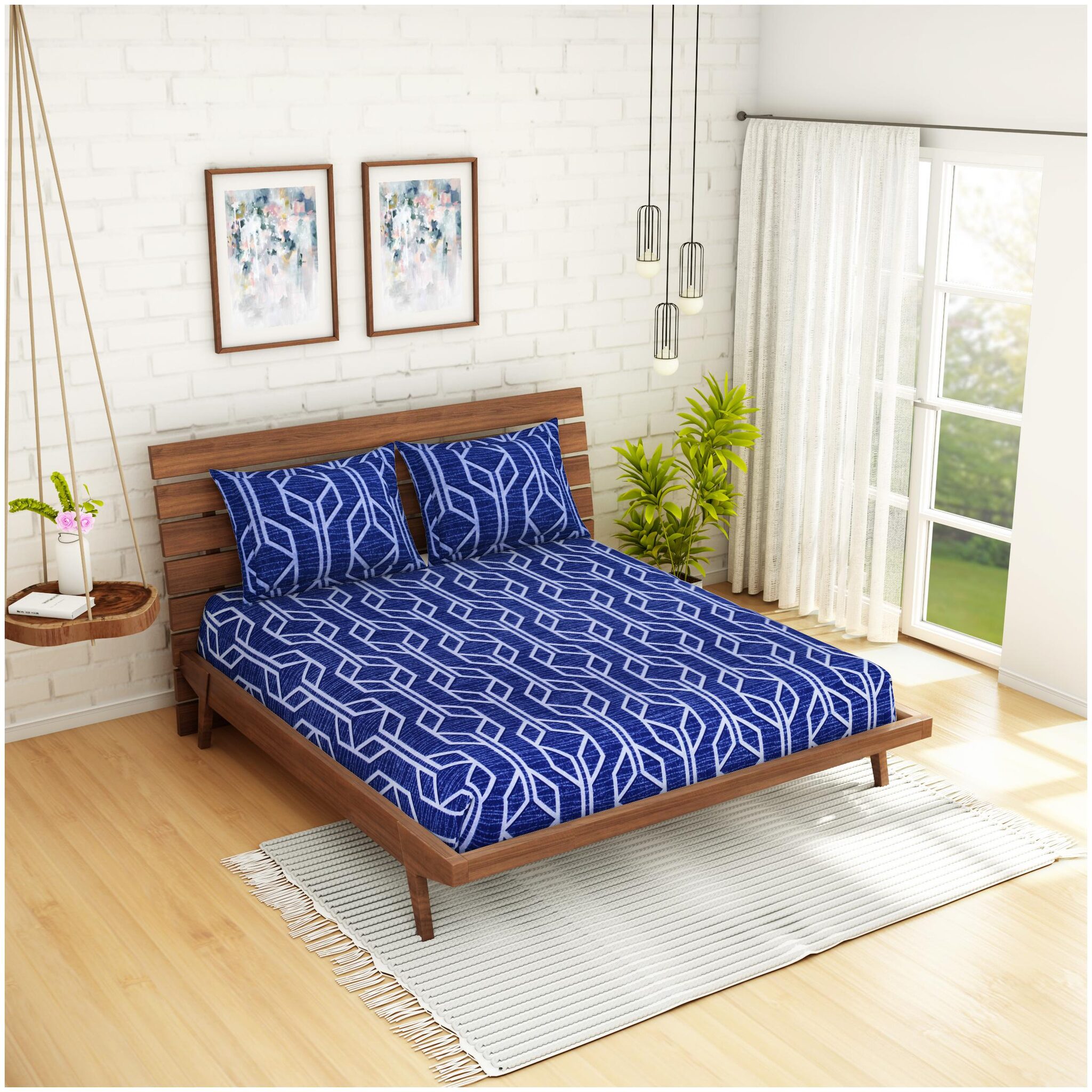 Welhome Microfiber Geometric Double Size Bedsheet 160 TC ( 1 Bedsheet With 2 Pillow Covers Blue )
Welhome Microfiber Geometric Double Size Bedsheet 160 TC ( 1 Bedsheet With 2 Pillow Covers Blue )