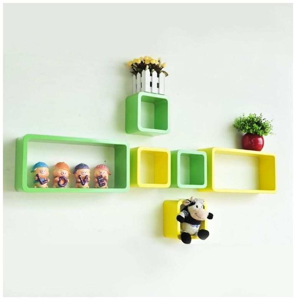 WOOD WORLD Wall Shelf Set of Six Cube Rectangle Designer Wall Rack Shelves green yellow
WOOD WORLD Wall Shelf Set of Six Cube Rectangle Designer Wall Rack Shelves green yellow