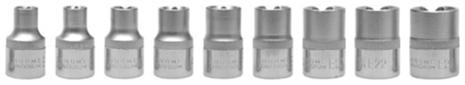 YATO YT-0521 A set of specialized torx sockets used in the automotive mechanics and electronics Torx Sockets Cr-V E10-E24 Socket Set (Pack of 9)
YATO YT-0521 A set of specialized torx sockets used in the automotive mechanics and electronics Torx Sockets Cr-V E10-E24 Socket Set (Pack of 9)