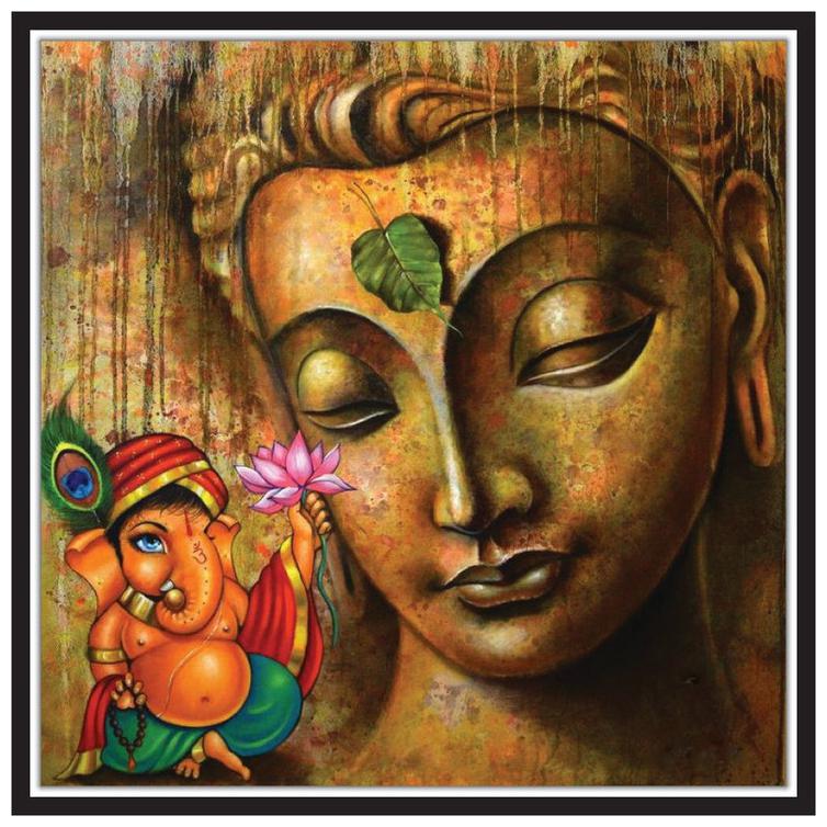 Yogine Gautam Buddh Peaceful Painting With Ganesh Ji Self Adhesive Unframed Rolled Sticker Size -12 in x 12 in Brown
Yogine Gautam Buddh Peaceful Painting With Ganesh Ji Self Adhesive Unframed Rolled Sticker Size -12 in x 12 in Brown