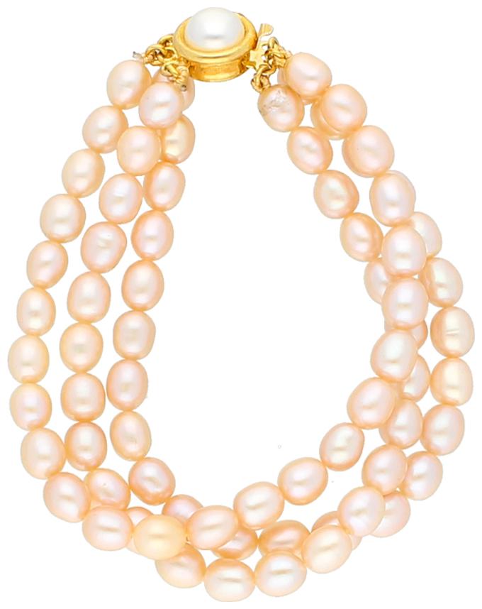3 LINE FANCY PEARL BRACELET BY SRI JAGDAMBA PEARLS 
3 LINE FANCY PEARL BRACELET BY SRI JAGDAMBA PEARLS