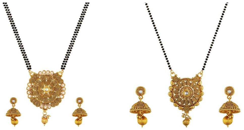 Aabhu Fashionable Combo of 2 Mangalsutra with Chain and Earrings Jewellery Set for Women
Aabhu Fashionable Combo of 2 Mangalsutra with Chain and Earrings Jewellery Set for Women