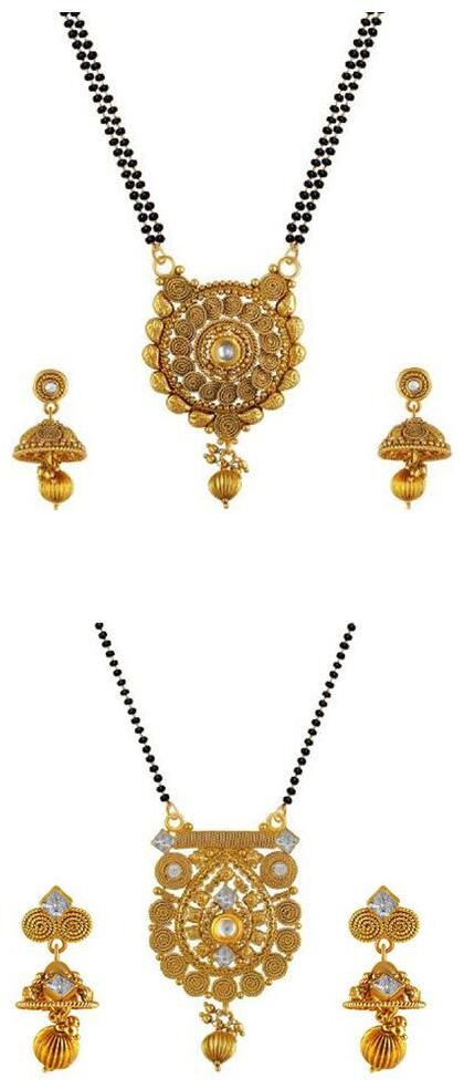 Aabhu Fashionable Combo of 2 Mangalsutra with Chain and Earrings Jewellery Set for Women
Aabhu Fashionable Combo of 2 Mangalsutra with Chain and Earrings Jewellery Set for Women