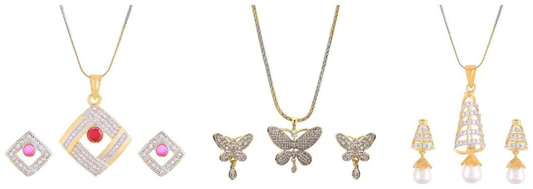 Aabhu Gold Plated American Diamond Combo of 3 Modish Pendant Set Necklace With Earrings Jewellery For Women And Girls
Aabhu Gold Plated American Diamond Combo of 3 Modish Pendant Set Necklace With Earrings Jewellery For Women And Girls