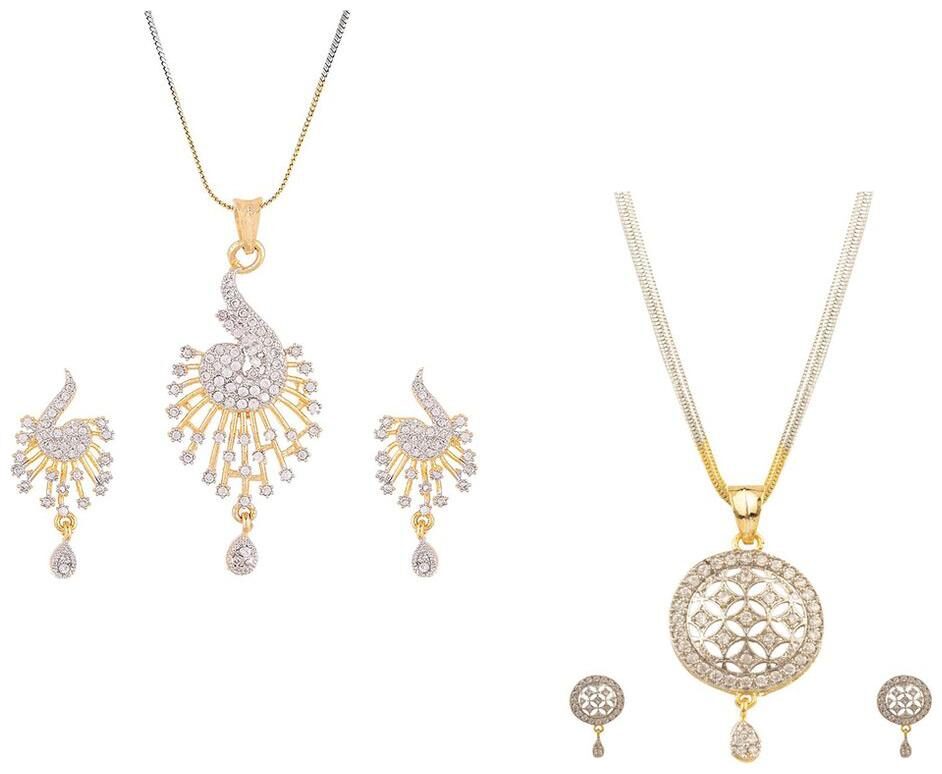 Aabhu Gold Plated American Diamond Combo of 2 Regular Pendant Set Necklace With Earrings Jewellery For Women And Girls
Aabhu Gold Plated American Diamond Combo of 2 Regular Pendant Set Necklace With Earrings Jewellery For Women And Girls