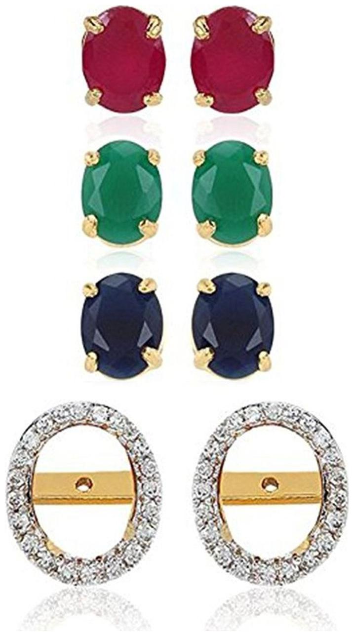 Aabhu Multi-Color 6 In 1 Interchangeable Stud Earring Gold Plated Ruby Earrings Jewellery For Women And Girl
Aabhu Multi-Color 6 In 1 Interchangeable Stud Earring Gold Plated Ruby Earrings Jewellery For Women And Girl
