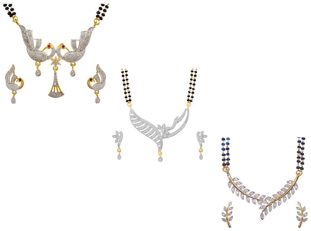 Aabhu Popular Combo of 3 Amercian Diamond Mangalsutra with Earrings Jewellery Set for Women
Aabhu Popular Combo of 3 Amercian Diamond Mangalsutra with Earrings Jewellery Set for Women