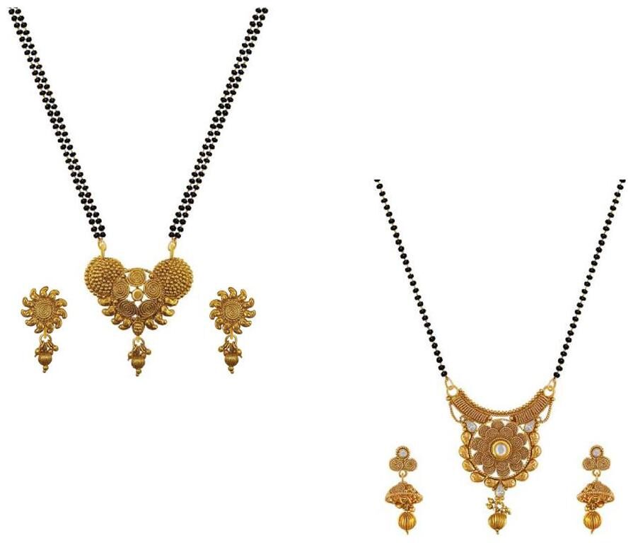 Aabhu Stylish Combo of 2 Mangalsutra with Chain and Earrings Jewellery Set for Women
Aabhu Stylish Combo of 2 Mangalsutra with Chain and Earrings Jewellery Set for Women