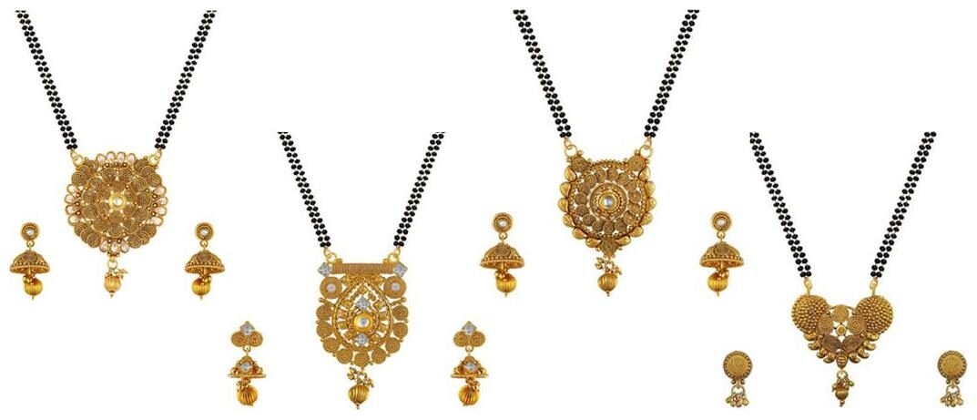 Aabhu Traditional Combo of 4 Mangalsutra with Chain and Earrings Jewellery Set for Women
Aabhu Traditional Combo of 4 Mangalsutra with Chain and Earrings Jewellery Set for Women