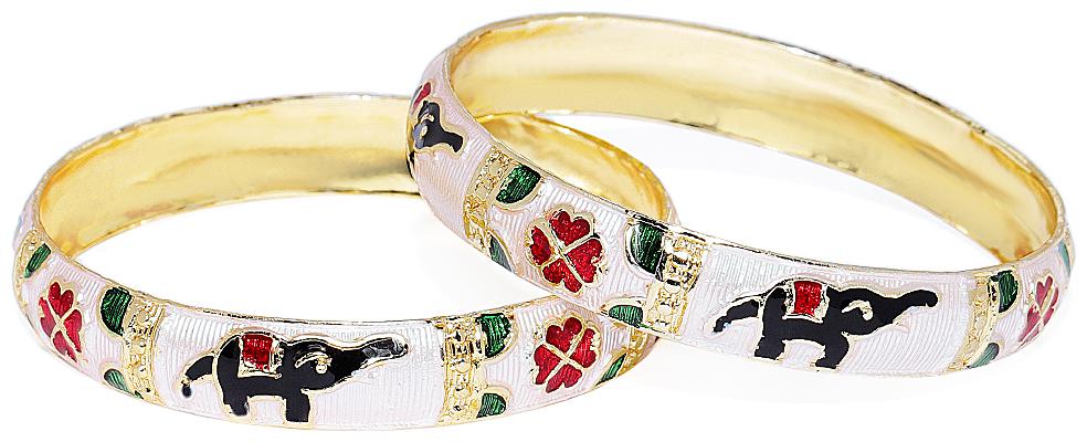 Accessher Ivory Meenakari Bangles with Elephant Motifs for Women -2 Piece Size 2 4
Accessher Ivory Meenakari Bangles with Elephant Motifs for Women -2 Piece Size 2 4