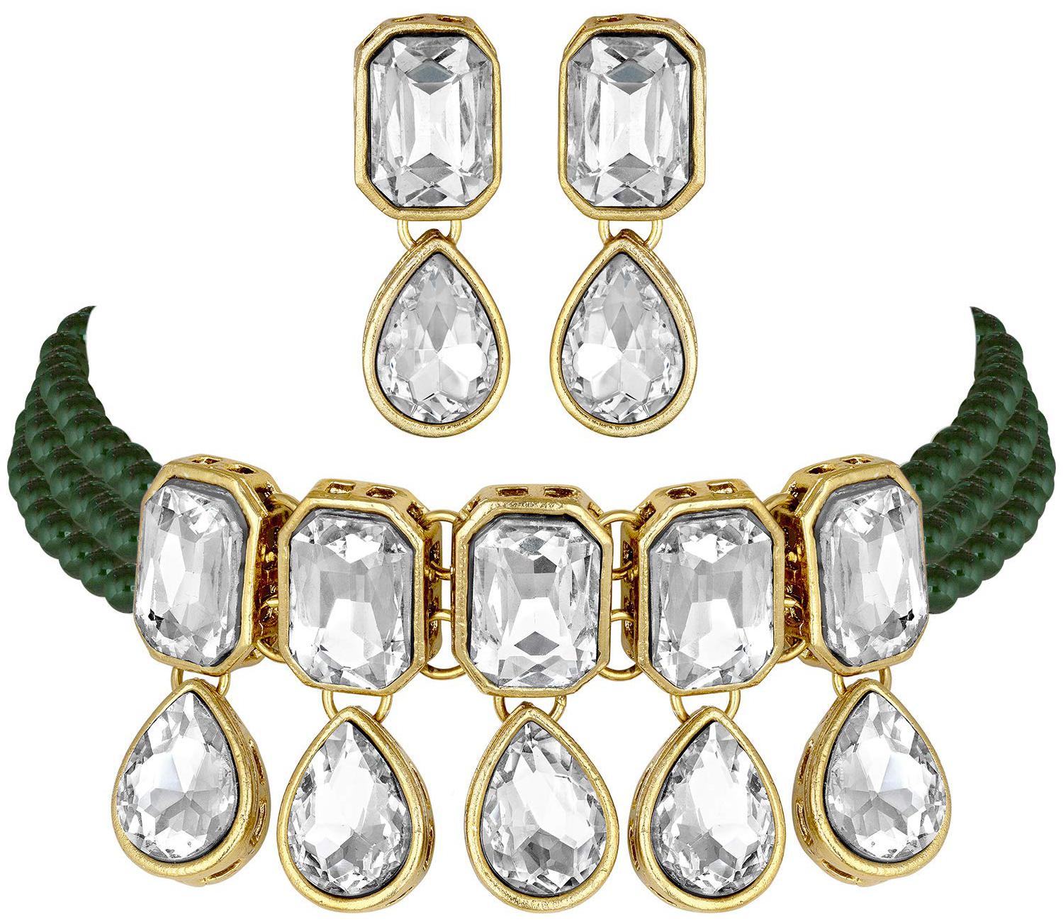 Etnico 18K Gold Plated Traditional Handcrafted Beaded Emerald Choker With Earrings For Women Girls (ML249G)
Etnico 18K Gold Plated Traditional Handcrafted Beaded Emerald Choker With Earrings For Women Girls (ML249G)