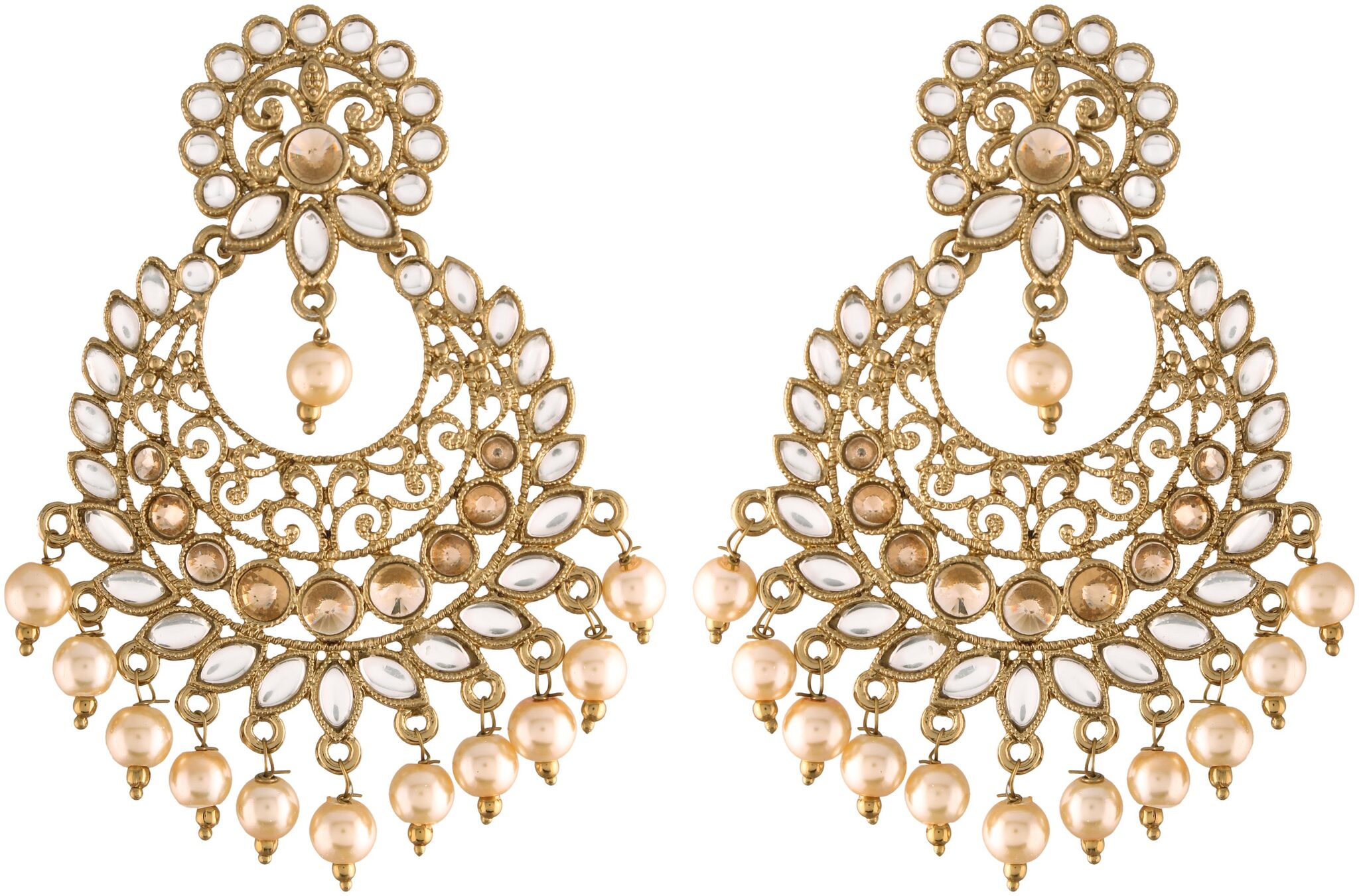 Etnico Traditional Gold Plated With Stunning Antique Finish Kundan Pearl Chandbaali Earrings For Women (E2867W)
Etnico Traditional Gold Plated With Stunning Antique Finish Kundan Pearl Chandbaali Earrings For Women (E2867W)