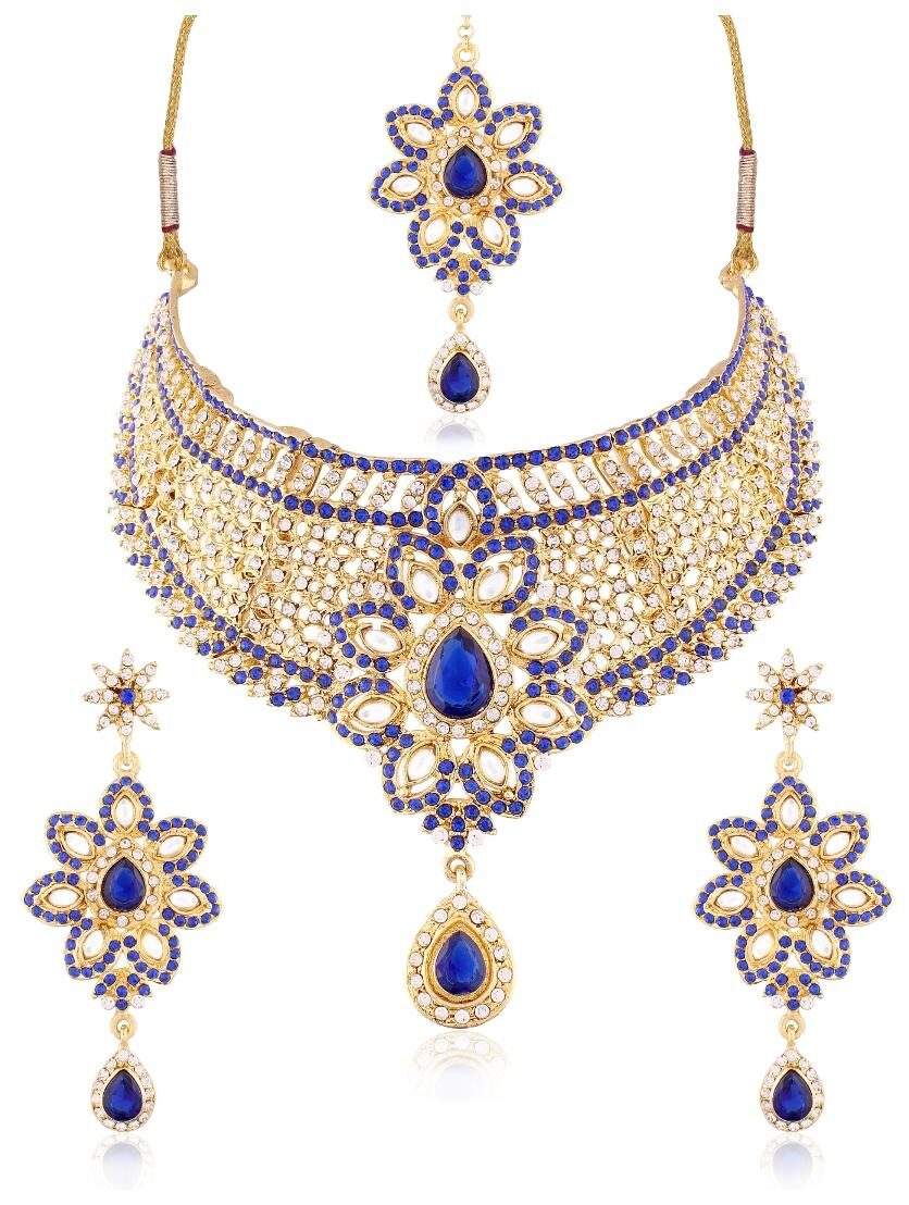 I Jewels Gold Plated Traditional Choker Necklace Set With Earrings Maang Tikka For Women Ms128bl
I Jewels Gold Plated Traditional Choker Necklace Set With Earrings Maang Tikka For Women Ms128bl