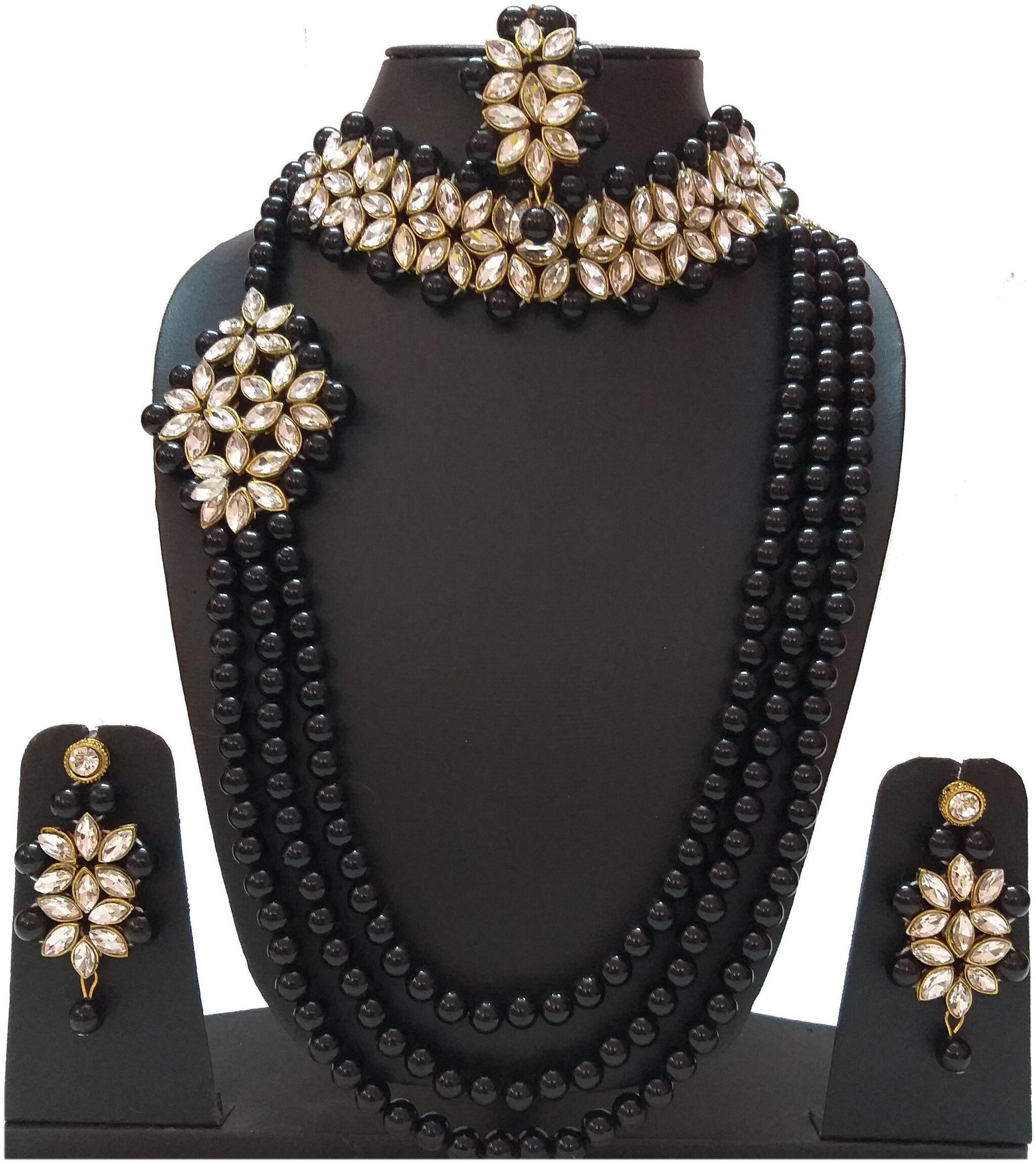 Infinite Creations Party Wear Kundan Pearl Long Necklace With Choker Earrings With Maang Tika
Infinite Creations Party Wear Kundan Pearl Long Necklace With Choker Earrings With Maang Tika
