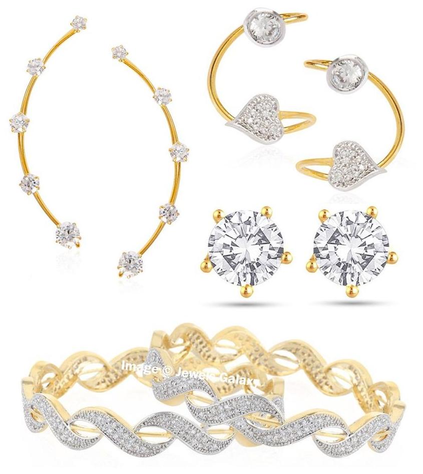 Jewels Galaxy Sparkling Floral Design AD Bangles with 2 Earcuff 1 Earring - Combo of 4
Jewels Galaxy Sparkling Floral Design AD Bangles with 2 Earcuff 1 Earring - Combo of 4