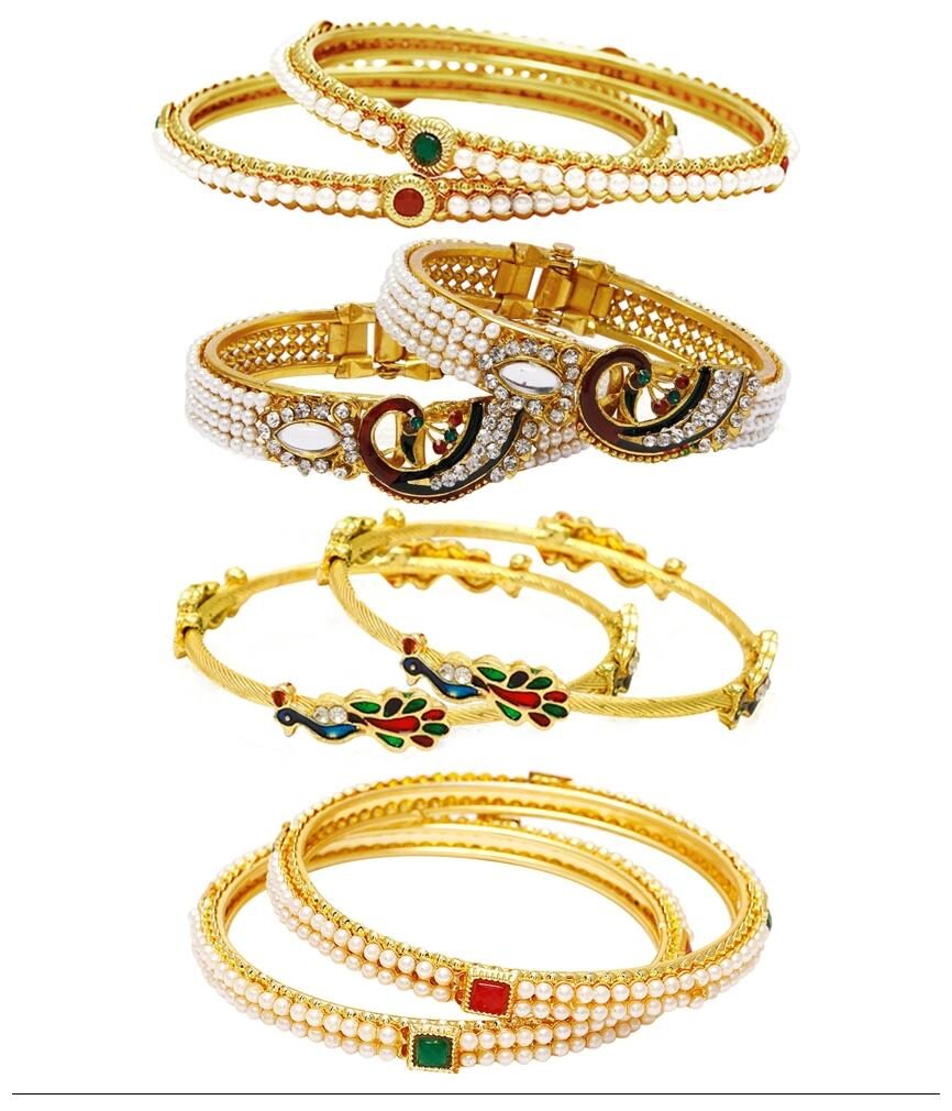Jewels Galaxy Combo Of Free Size Broad Mayur Bangles and Pearls Bangles - Pack Of 8
Jewels Galaxy Combo Of Free Size Broad Mayur Bangles and Pearls Bangles - Pack Of 8